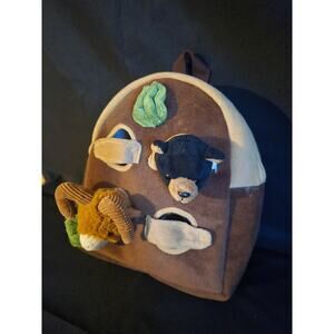 Forest Animal Backpack 11" Plush Unipack With Two Animals , Never Used